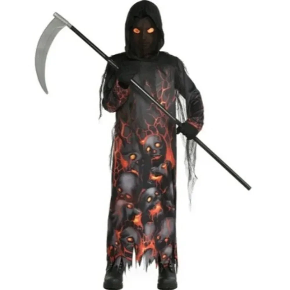 Lava Grim Reaper Robe Youth Child Boys Large 12-14 Halloween Costume Black 466 - Picture 1 of 6